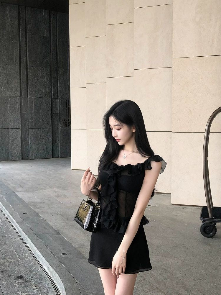 Sheer Ruffle Two-Piece Set