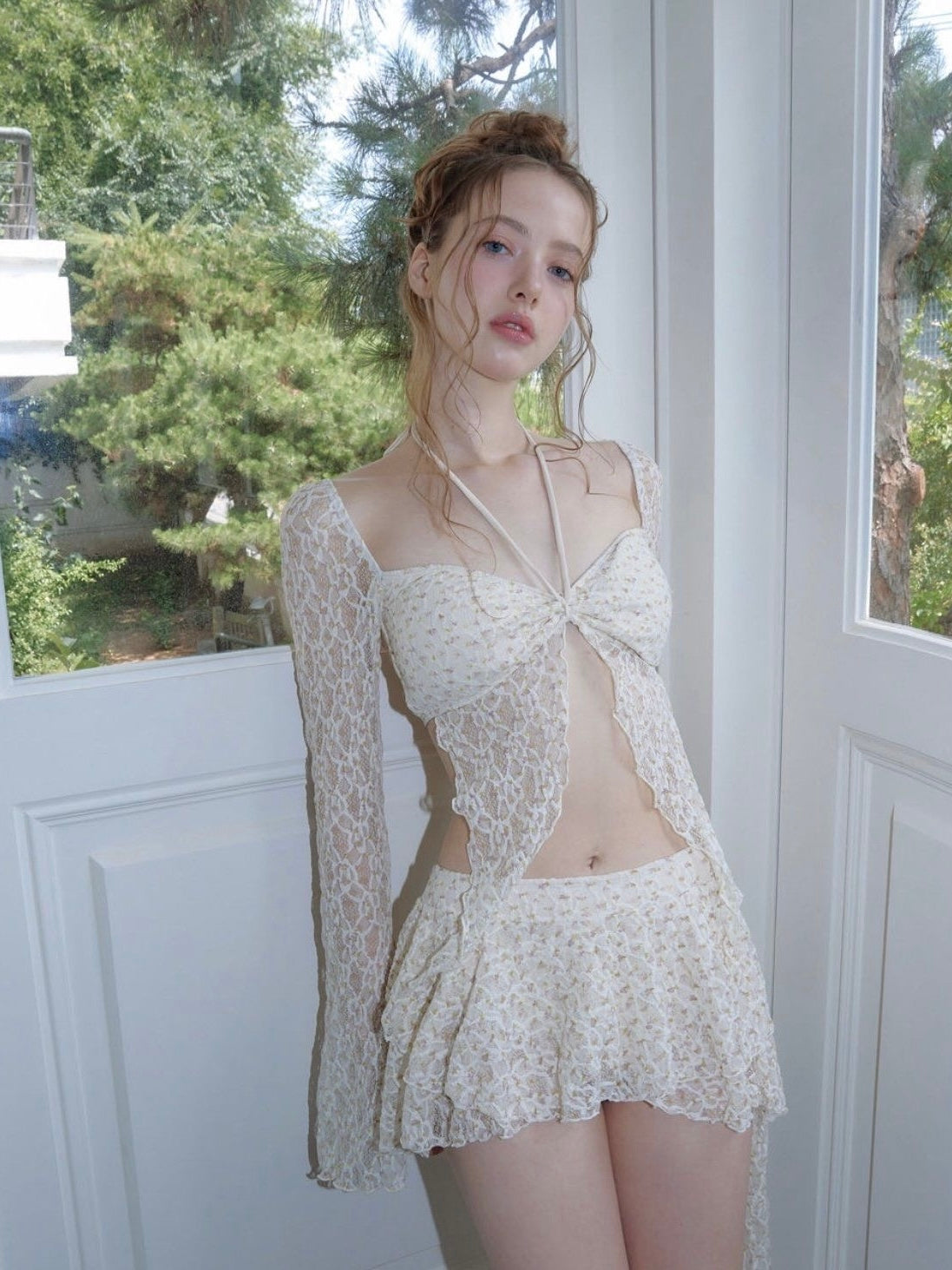 Ivory Lace Flare Sleeve Set
