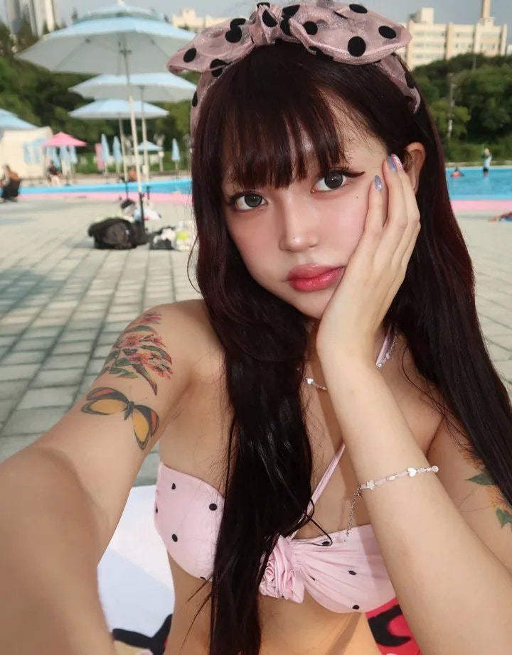 Pink Polka Rosette Bikini Set