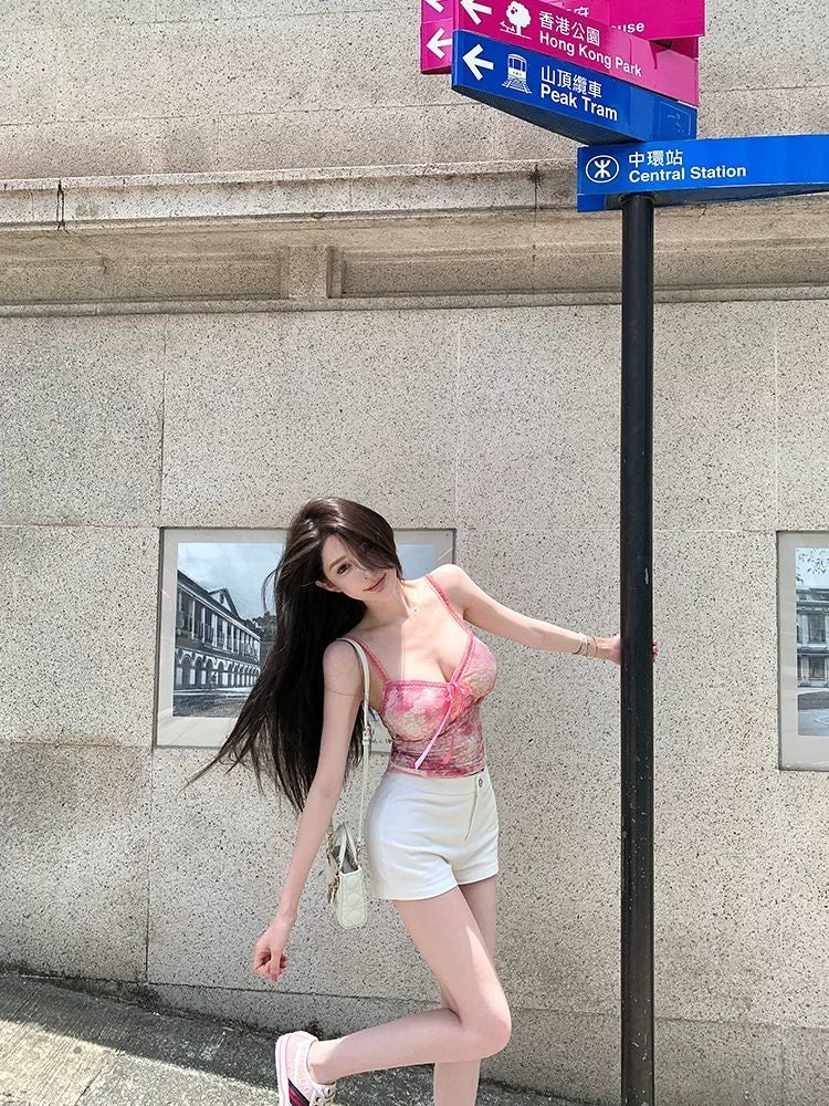 Pink Floral Lace Slip Dress