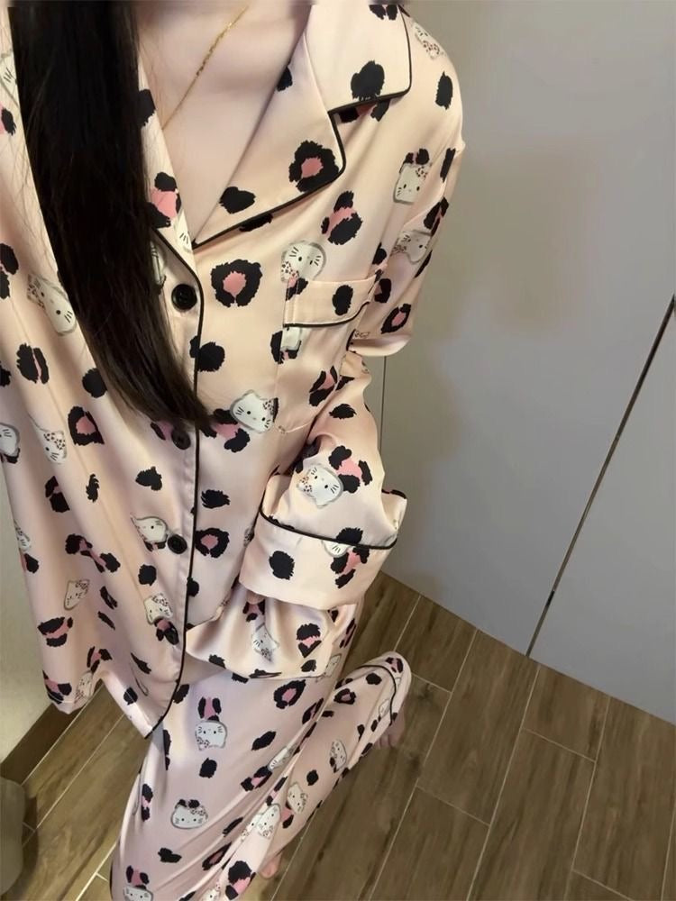 Strawberry Milkshake – Pink Leopard Hello Kitty Pajama Set