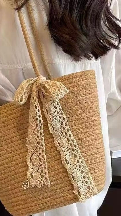 White Bow Coastal Tote