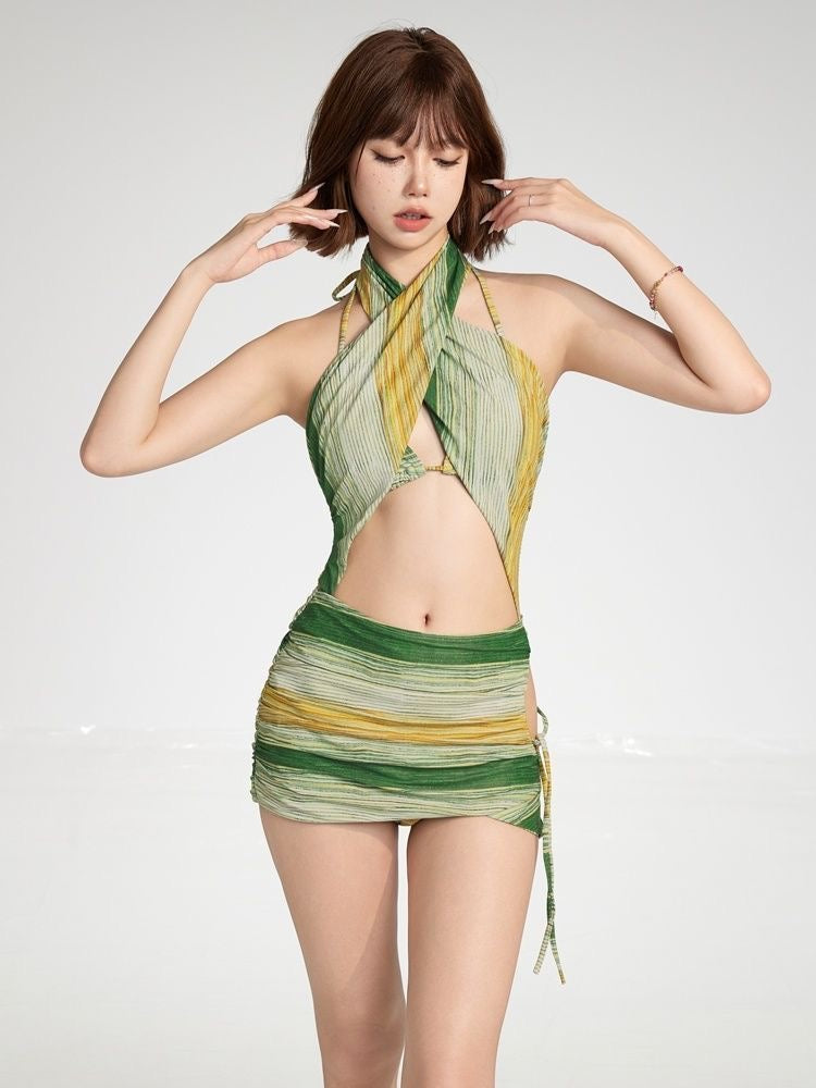 Forest Breath - Green Bikini Three-piece Set