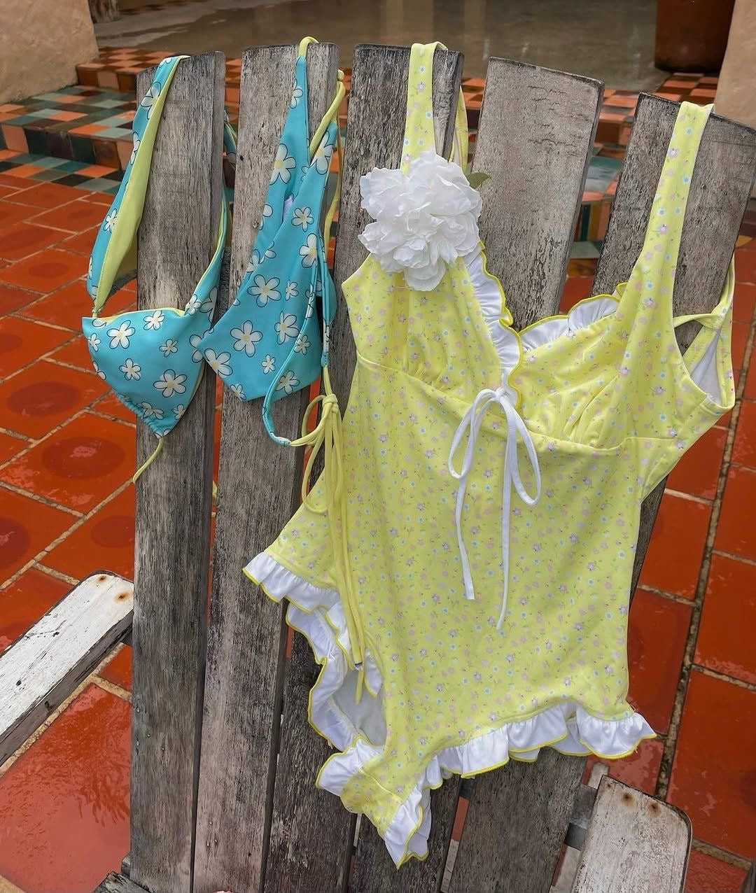 Lemon Bloom Ruffled One-Piece Swimsuit