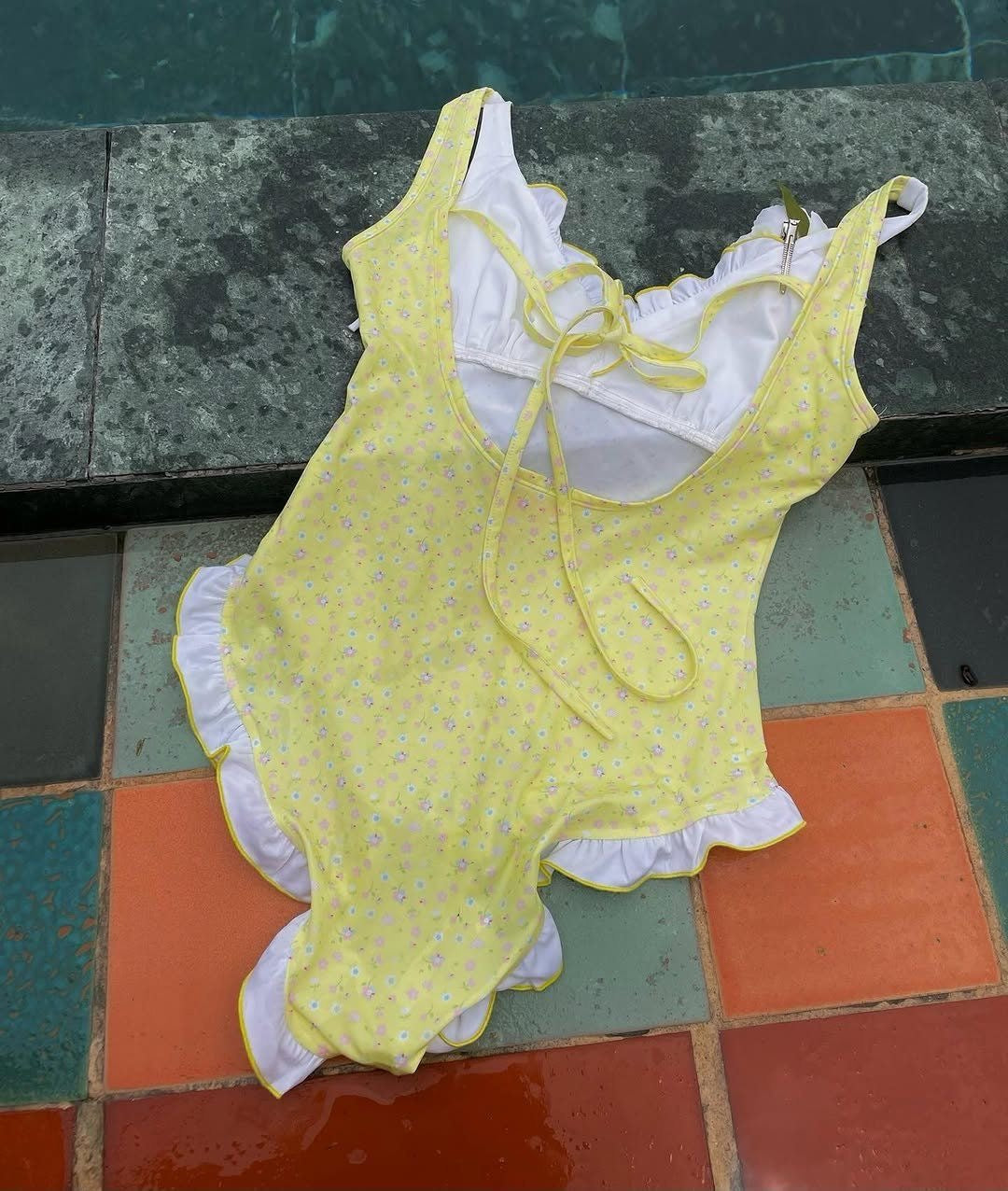 Lemon Bloom Ruffled One-Piece Swimsuit
