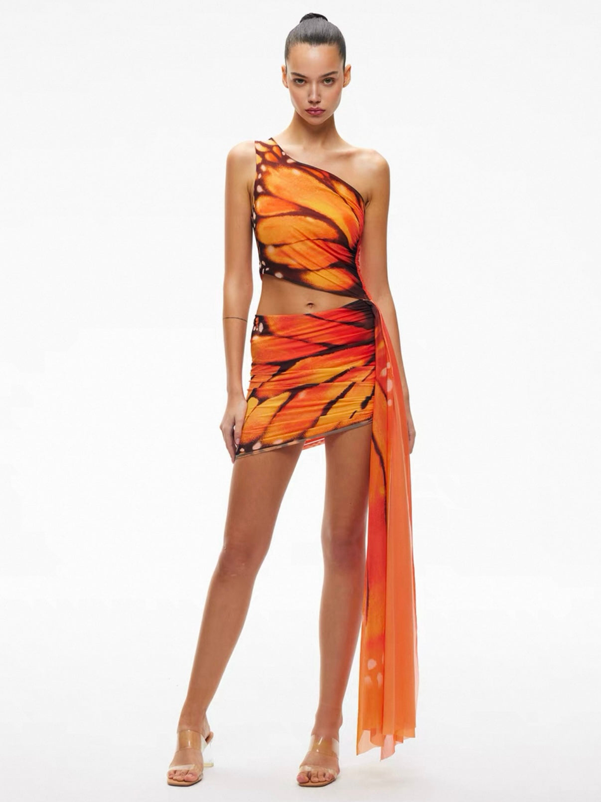 Tropical Butterfly Halter Cut-Out Dress