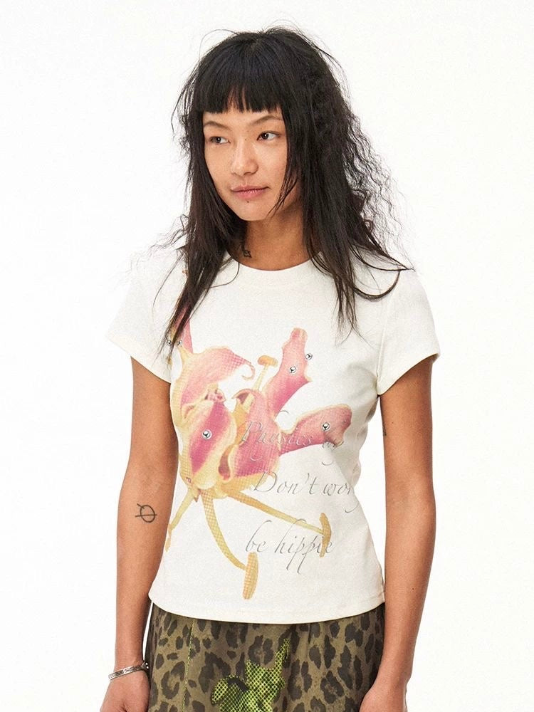 Edgy Daffodil Floral Print T-Shirt