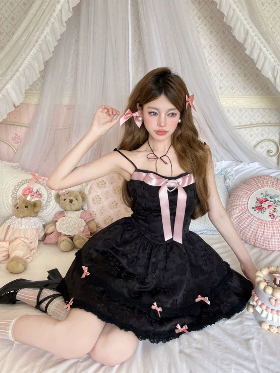 Black and Pink Bow Dress with Petticoat