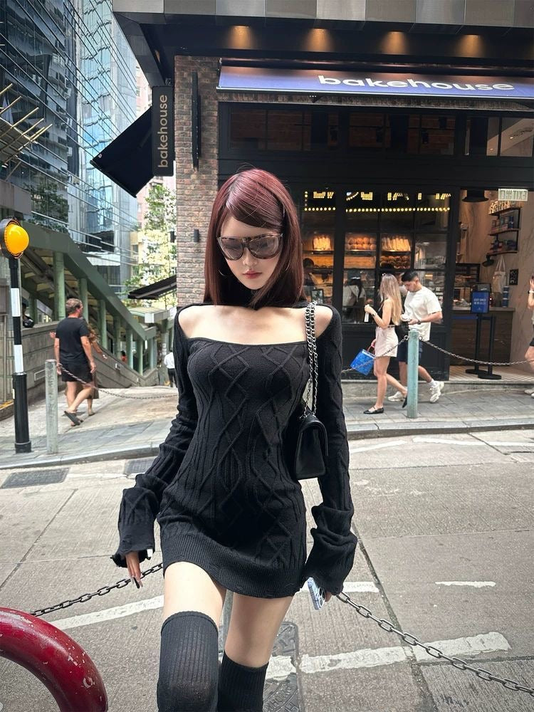 Cut-Out Knit Mini Dress