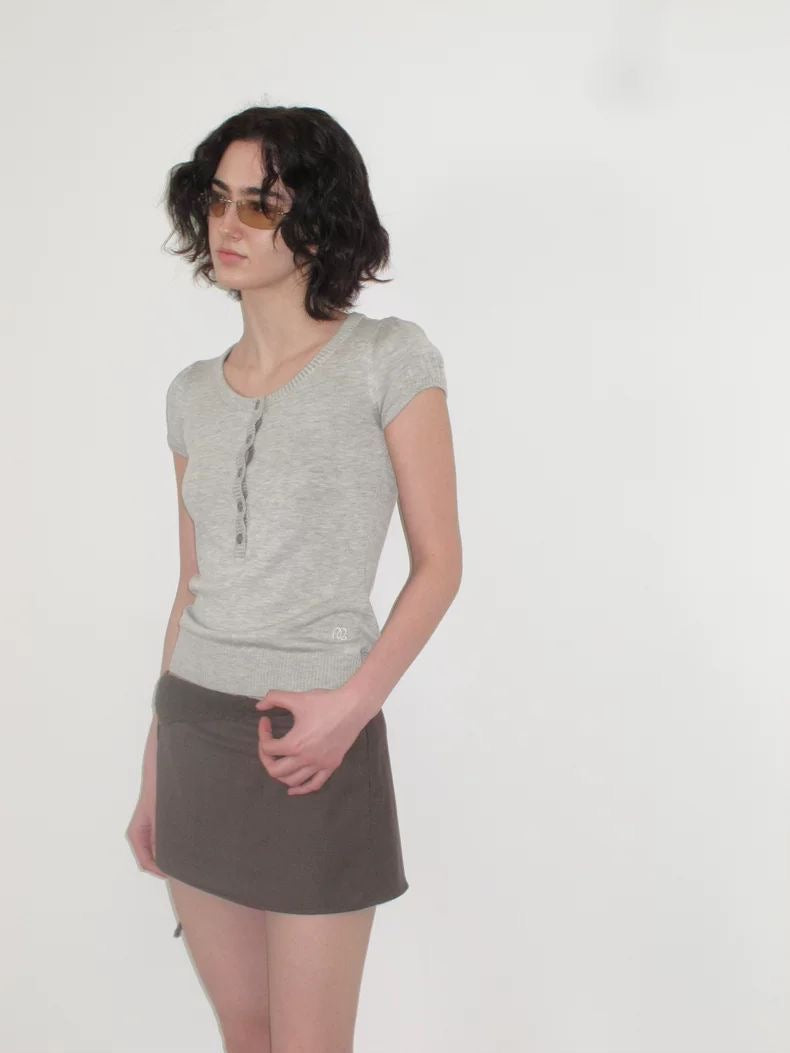 Patchwork Layered Sheer Skirt-Pants with Belt – Low-Saturation Chestnut Brown