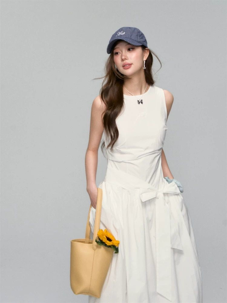 Sleeveless Tie-Waist Maxi Dress Set