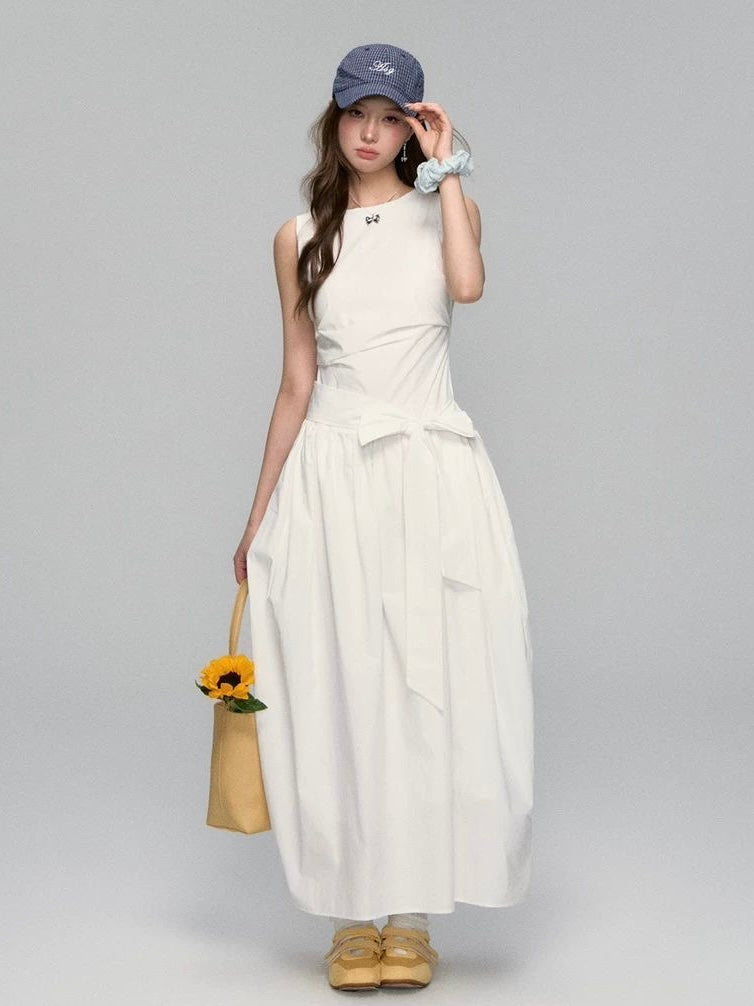 Sleeveless Tie-Waist Maxi Dress Set