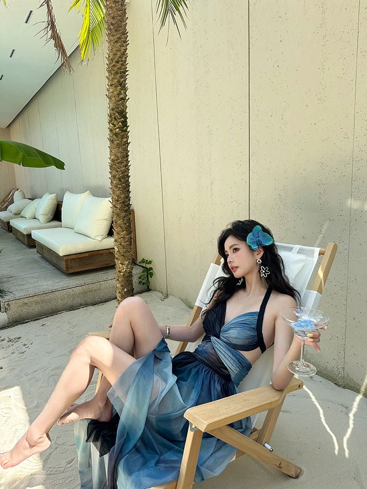'Holidays in Cairo' - Indigo Tie-dye Swimsuit Dress