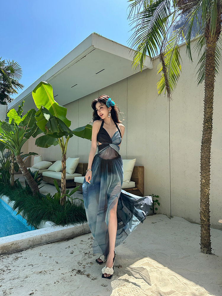 'Holidays in Cairo' - Indigo Tie-dye Swimsuit Dress