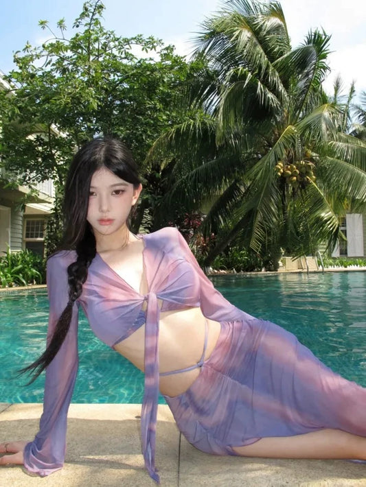 'Lavender Garden' - Violet Bikini 4-piece Set