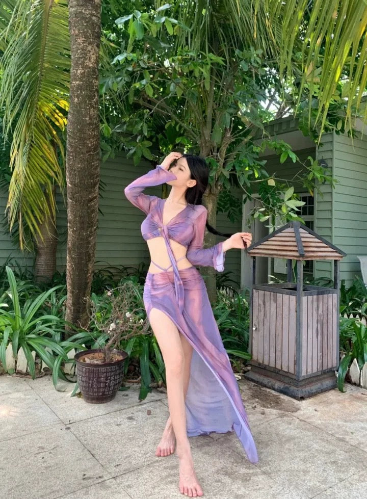 'Lavender Garden' - Violet Bikini 4-piece Set