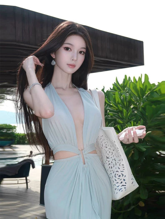 Blue Cut-Out Bodycon Dress