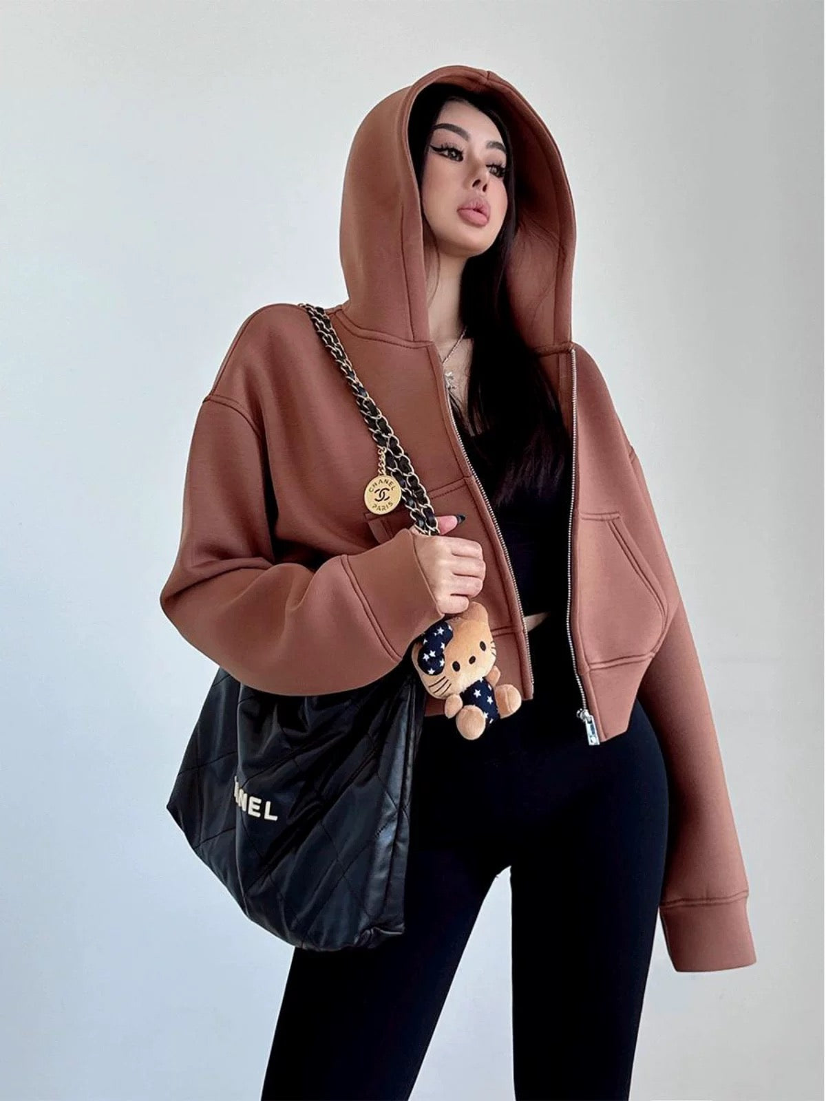 Nüde Cropped Zip-Up Hoodie