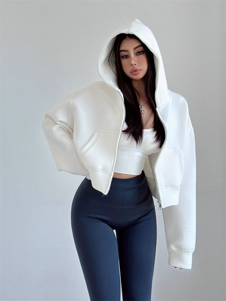 Nüde Cropped Zip-Up Hoodie