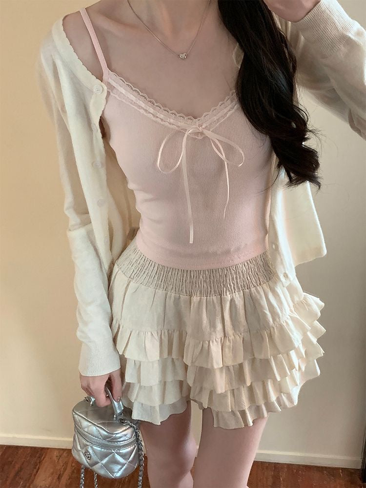 Pink Bowknot Camisole With Built-In Padding