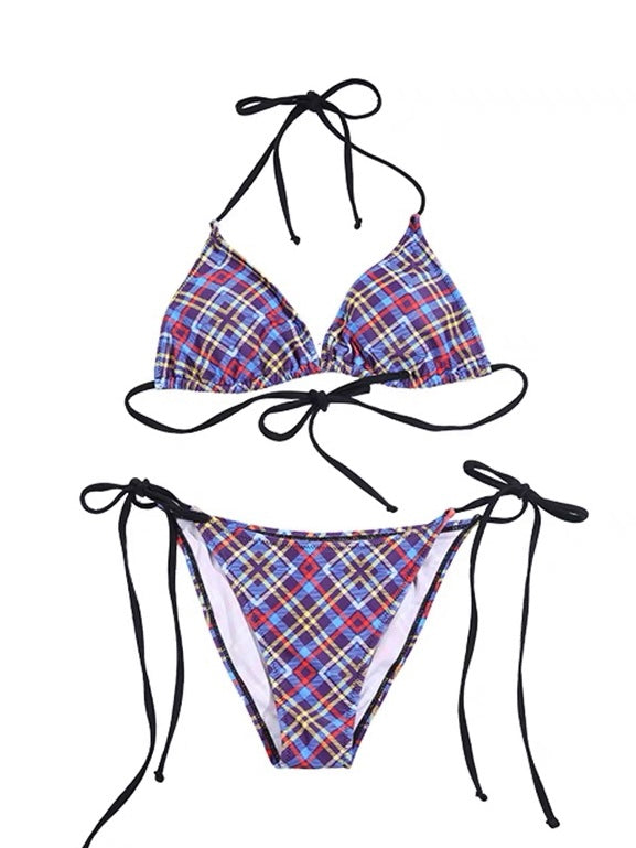 Plaid Perfection Tie-Side Bikini Set