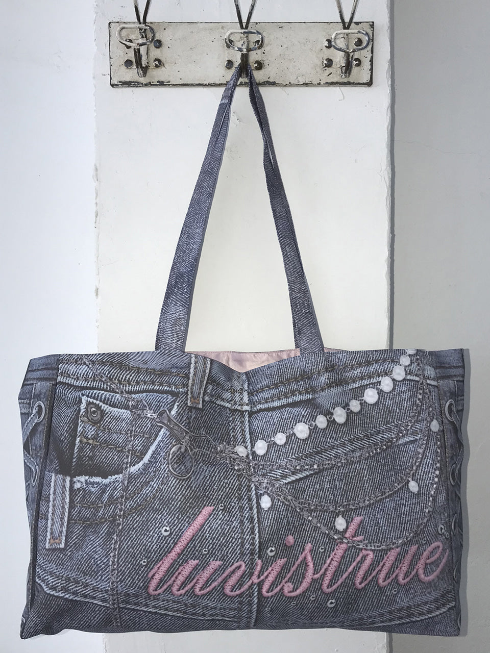 LUVISTRUE RL Denim Printing Tote Bag in Blue