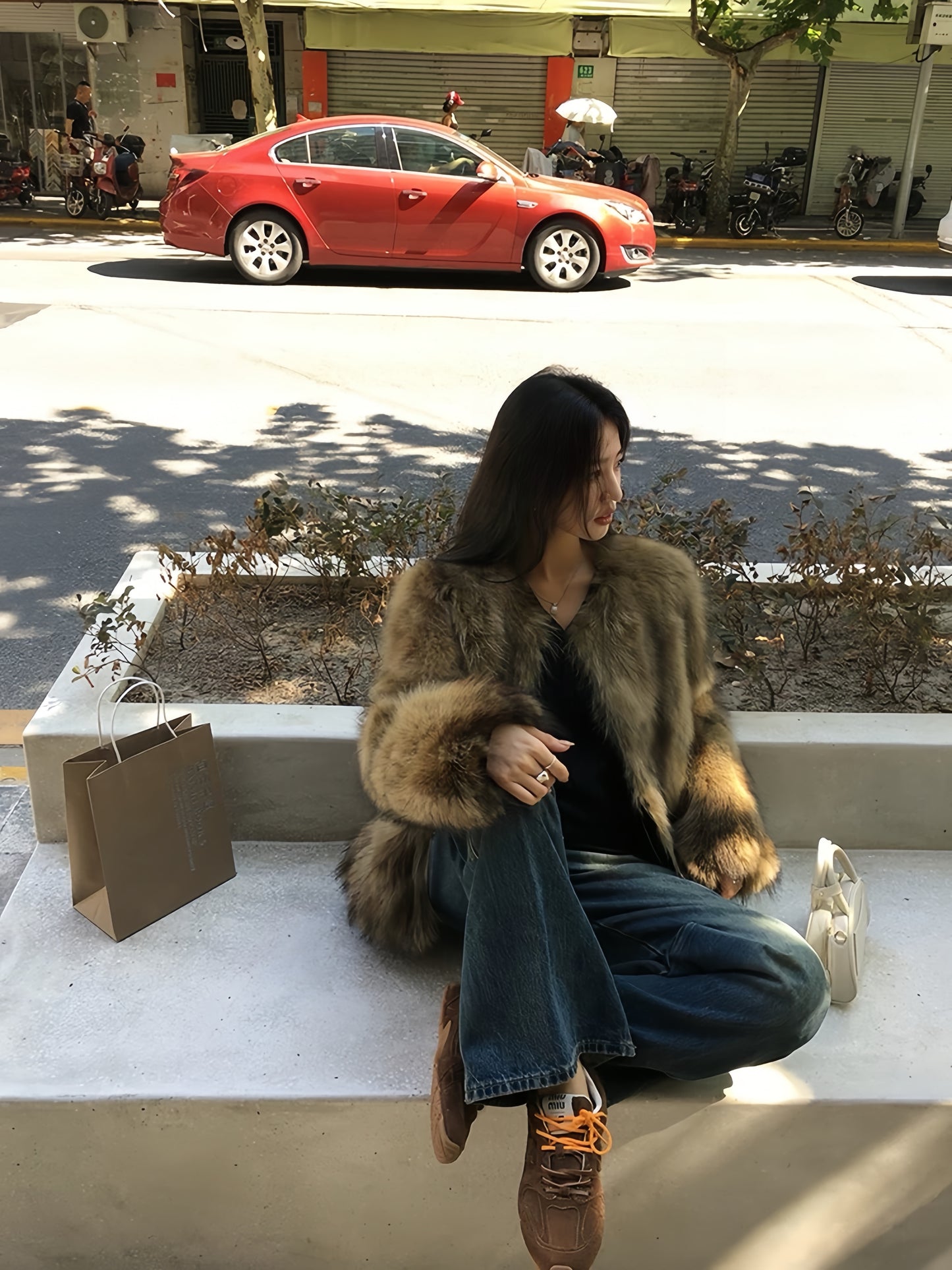 Luxe Eco-Friendly Fox Fur Coat – Thickened Brown Short Vintage Style
