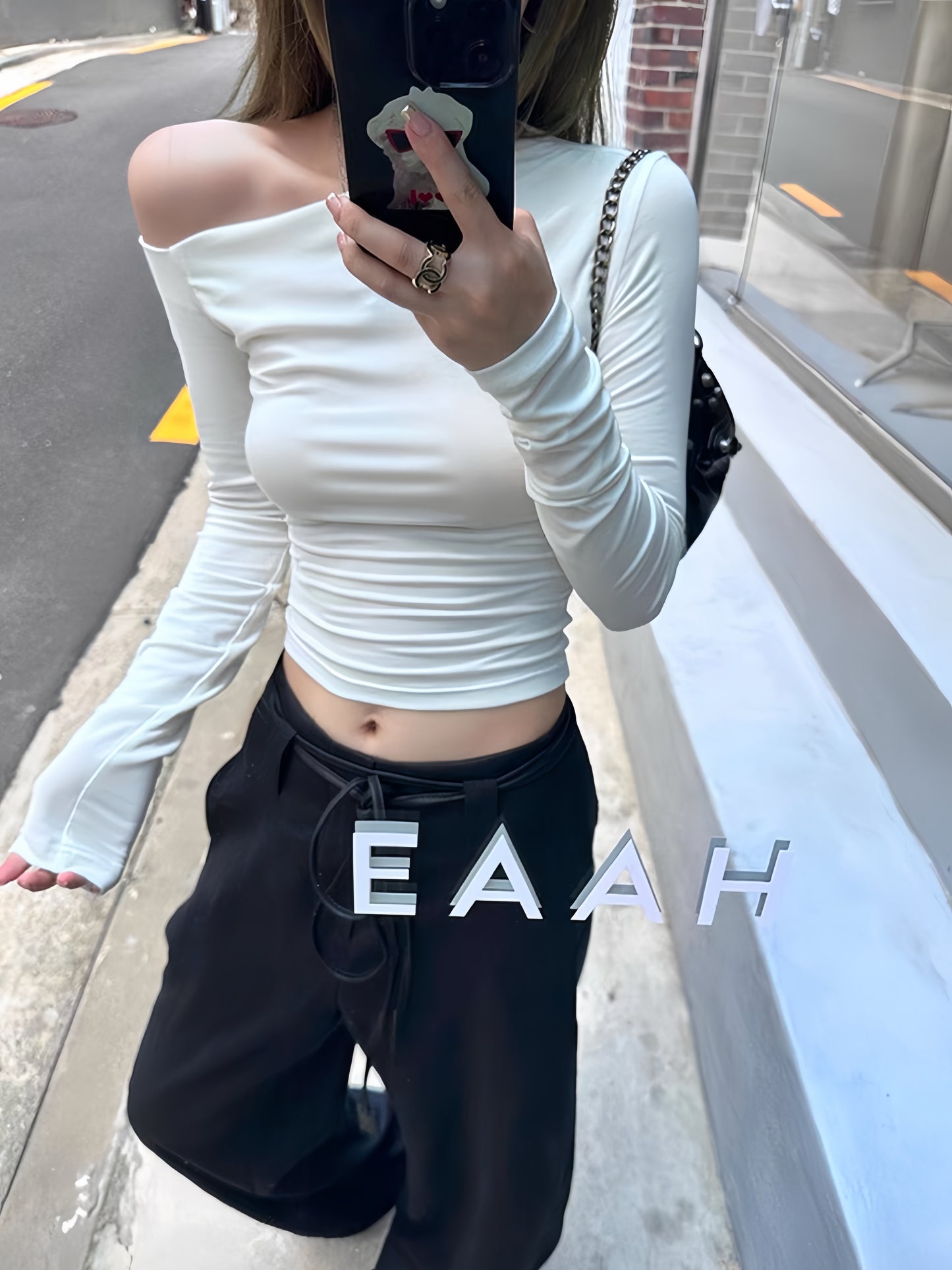Chic Seductive Off-Shoulder Slim-Fit Long-Sleeve Top
