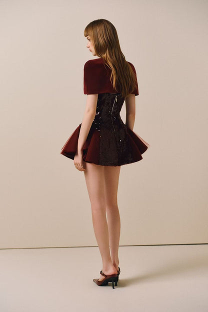 CICI SCARLETTE Sequin Mini Dress + Cape