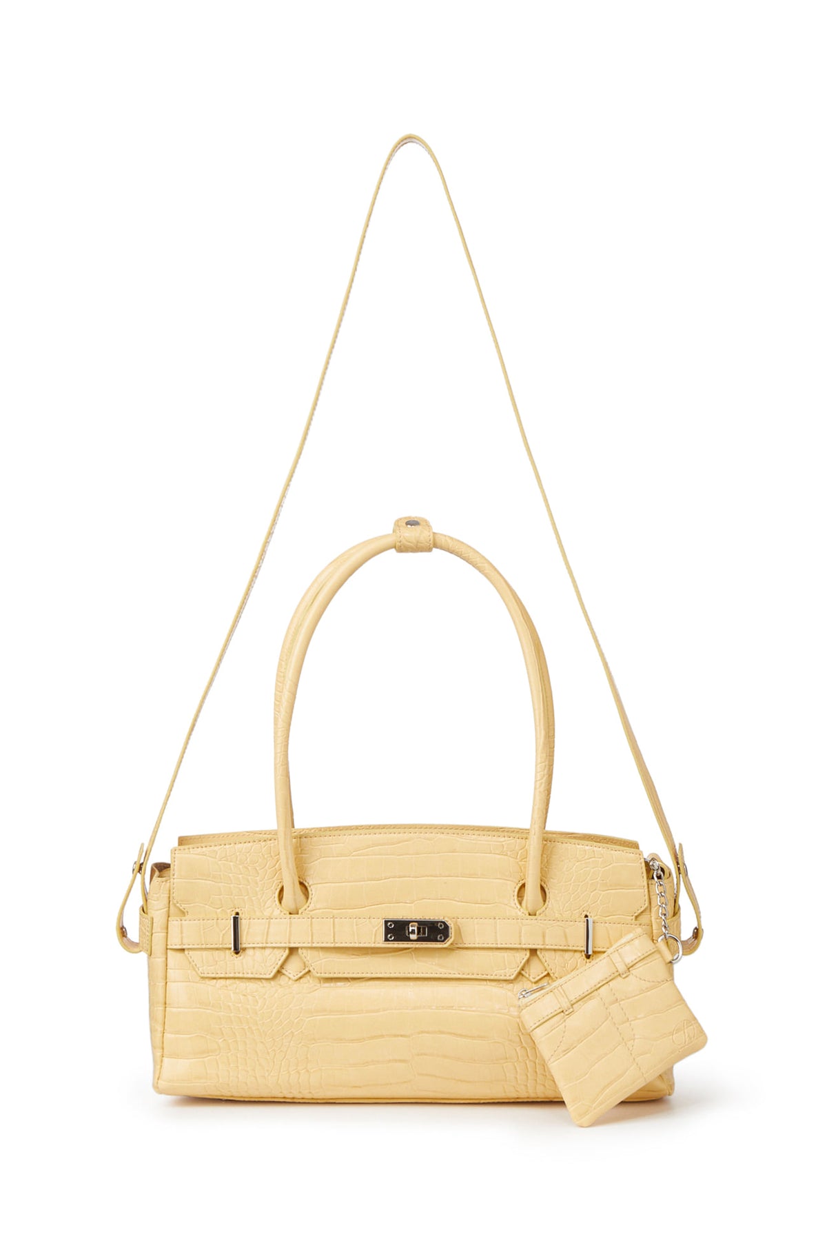 CROCODILE PATTERN TWO-WAY BAG IN BUTTER — image 6