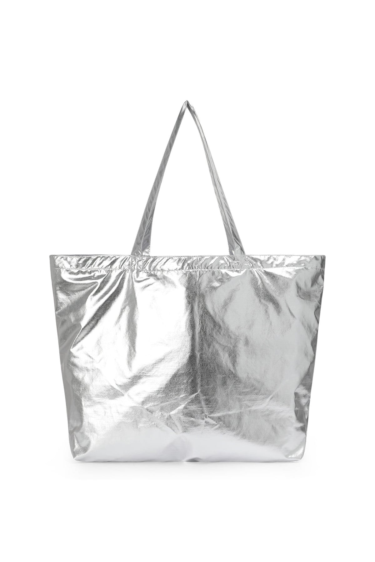 ESSENTIAL LOGO SHOULDER BIG BAG IN SILVER — image 9