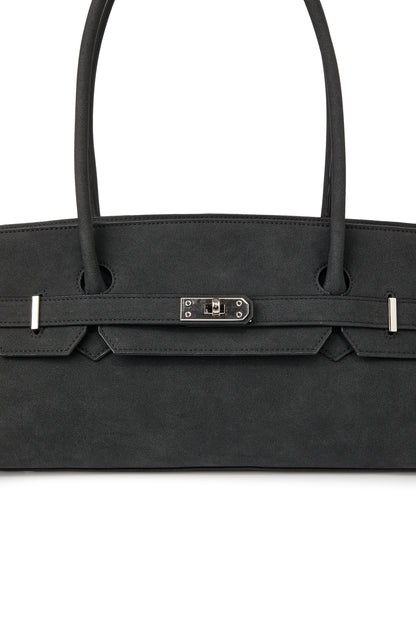 FAUX SUEDE TWO-WAY BAG IN BLACK — image 10