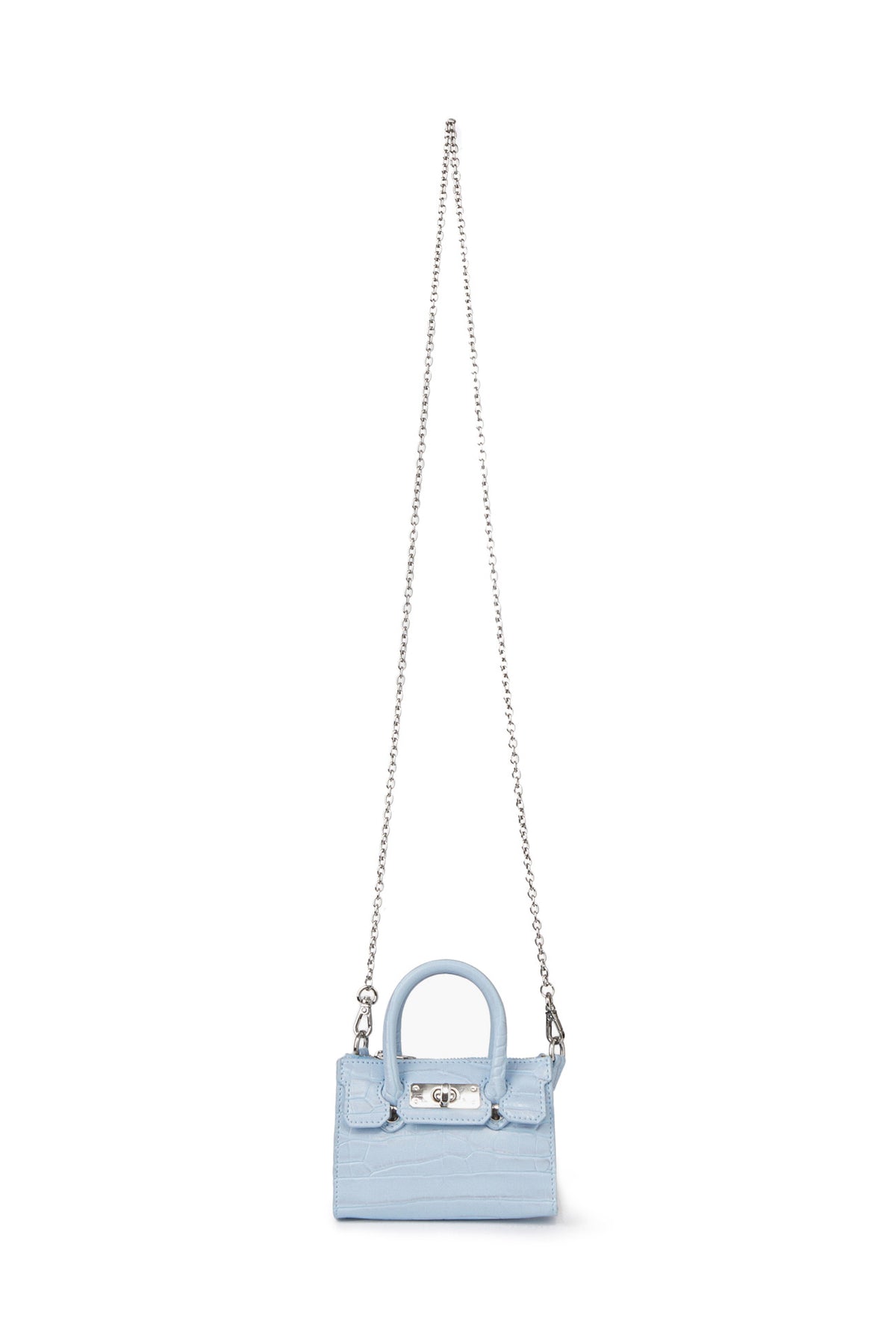 CROCODILE PATTERN CHAIN MINI BAG IN ICE BLUE — image 1