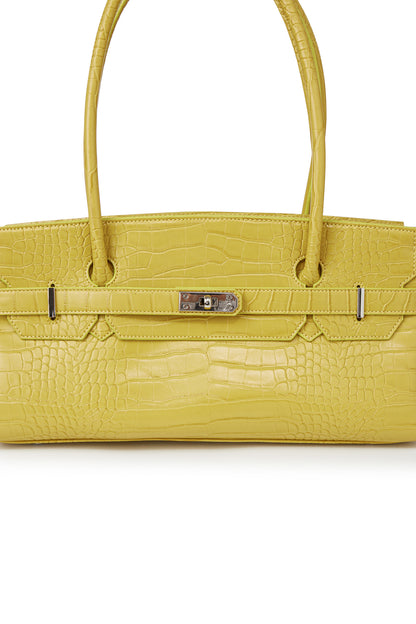 CROCODILE PATTERN TWO-WAY BAG IN MUSTARD — image 7