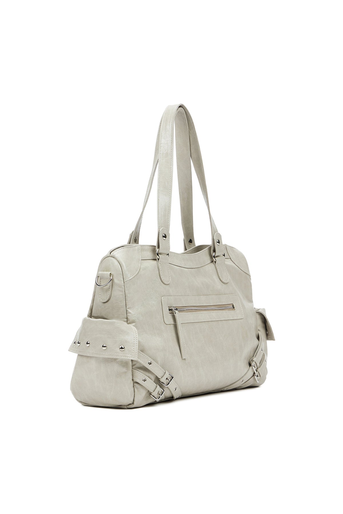 STUD POCKET BIG BAG IN ASH BEIGE — image 3