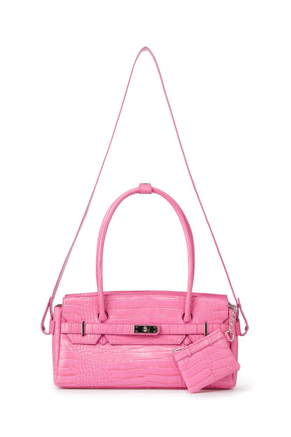 CROCODILE PATTERN TWO-WAY BAG IN PINK — image 6