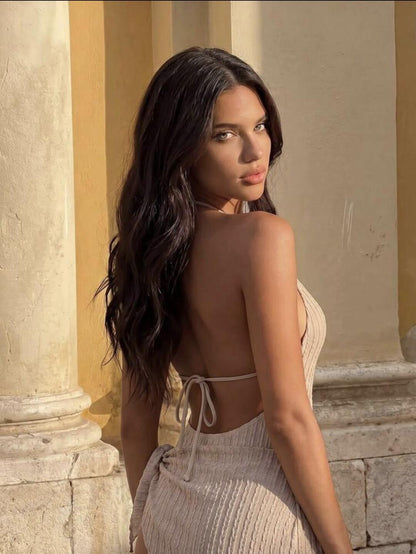 Sand Starfish Halter One Piece Swimsuit with Sarong