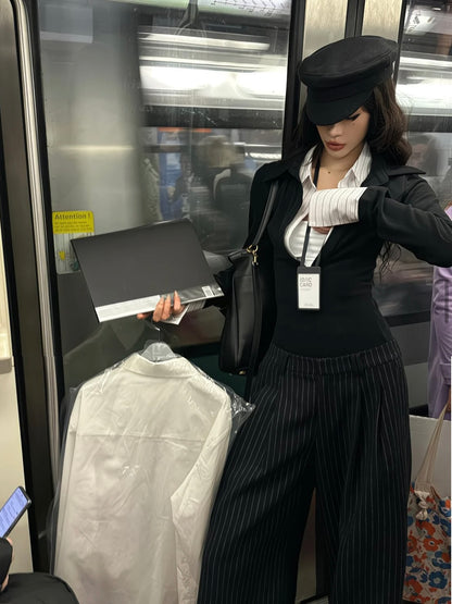 Office Siren Black Blouse With Shirt