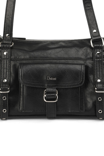 BELTED POCKET MINI SHOULDER BAG IN BLACK — image 7