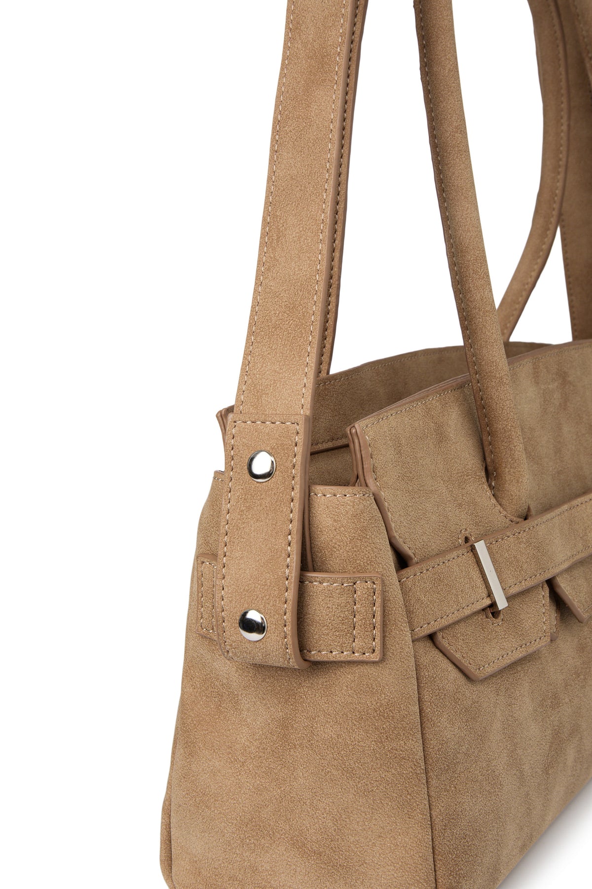 FAUX SUEDE TWO-WAY BAG IN BEIGE — image 9