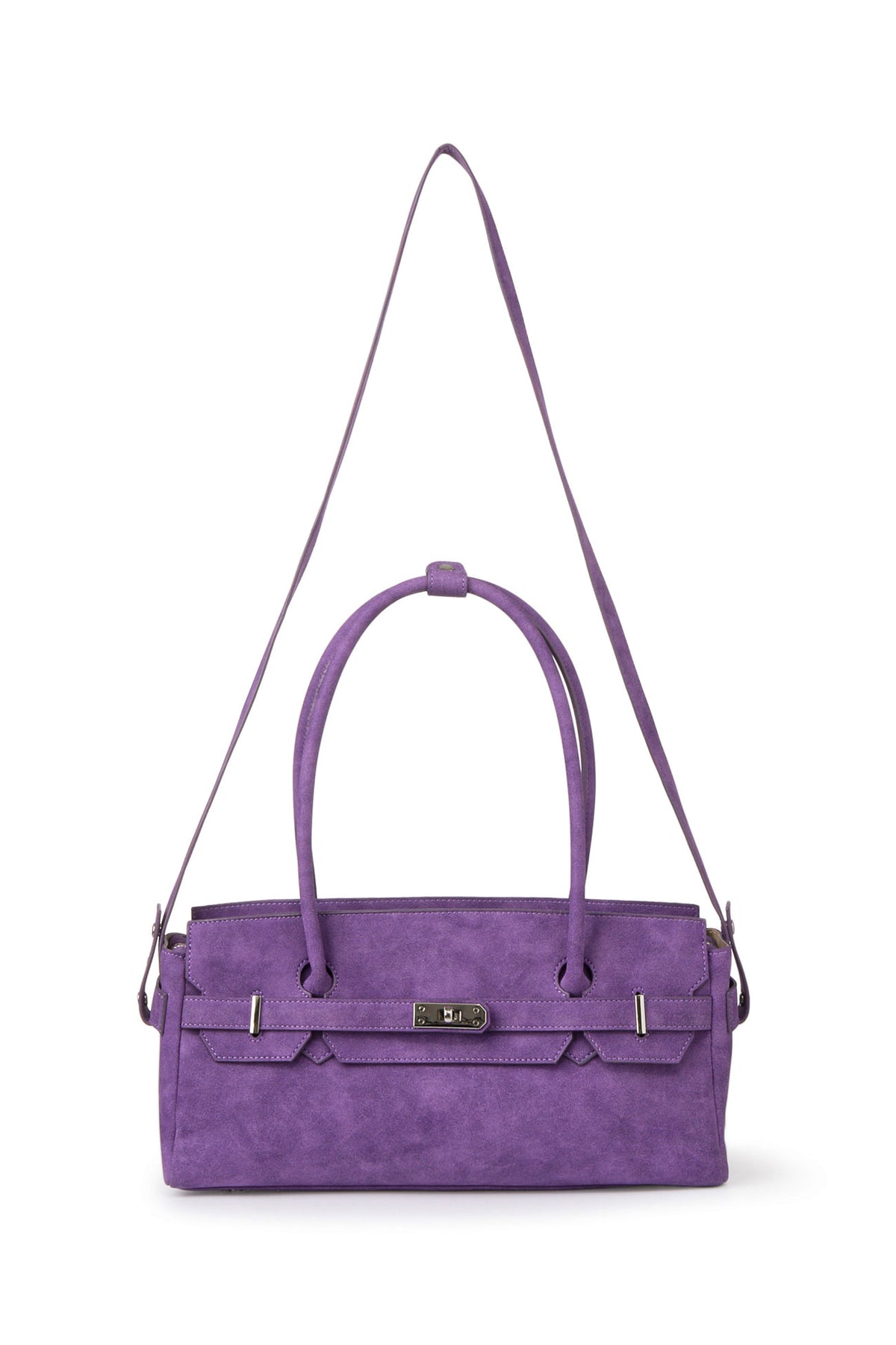FAUX SUEDE TWO-WAY BAG IN PURPLE — image 5