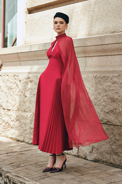 CICI NYRIA Midi Dress with Neck Scarf