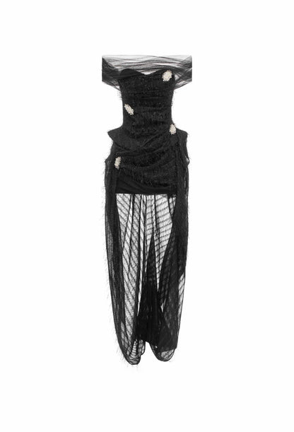 MUST HAVE Glitter fringe mullet dress with pearl detailing — Must Have