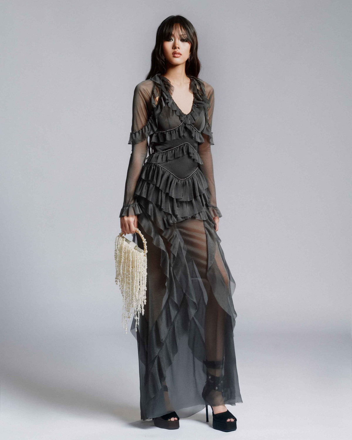 MUST HAVE Layered maxi dress with pearl trims — Must Have