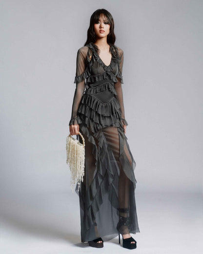MUST HAVE Layered maxi dress with pearl trims — Must Have
