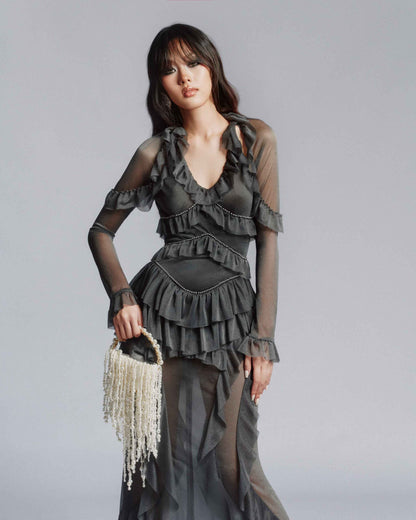 MUST HAVE Layered maxi dress with pearl trims — Must Have