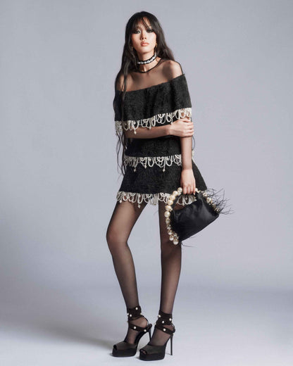 MUST HAVE Pearl fringe tiered mini dress — Must Have