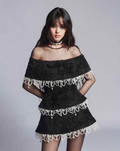 MUST HAVE Pearl fringe tiered mini dress — Must Have