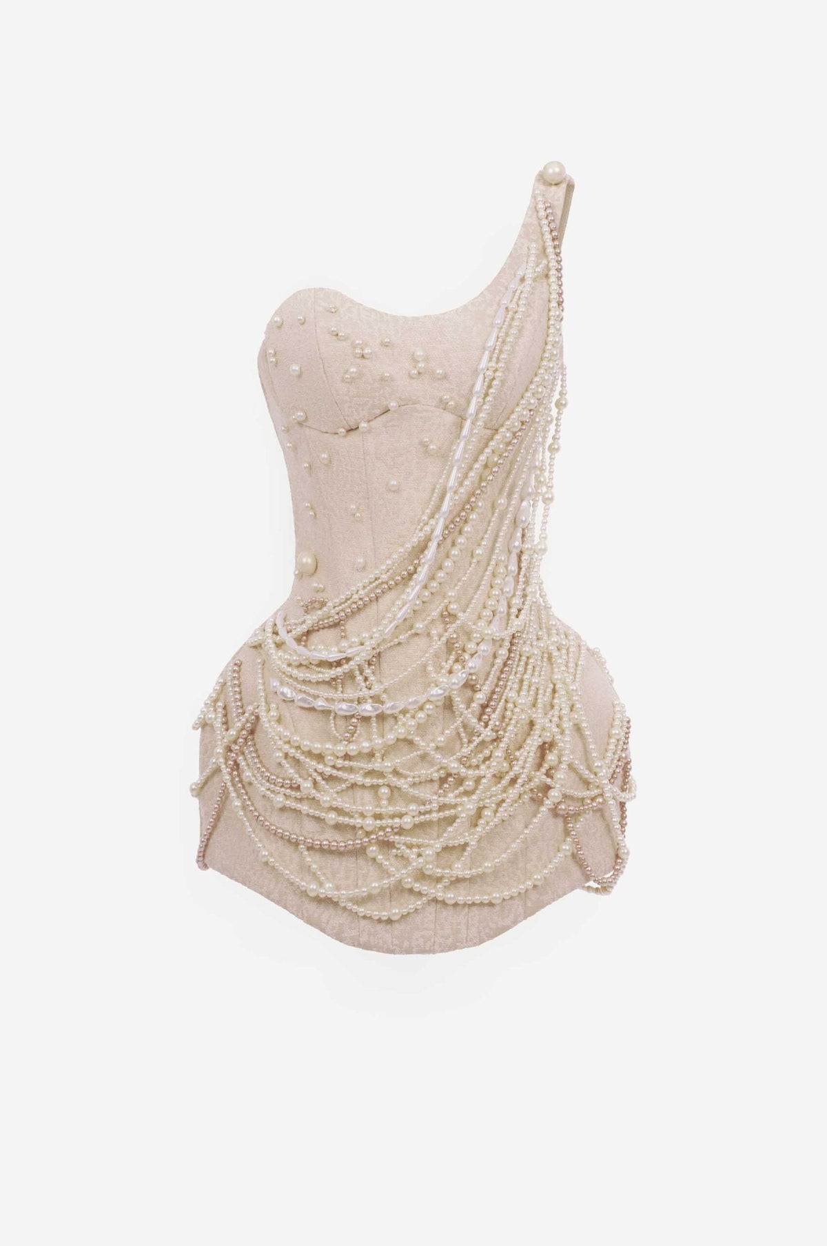 MUST HAVE One-shoulder mini dress with pearl detailing — Must Have