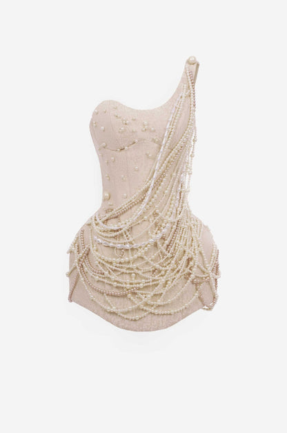 MUST HAVE One-shoulder mini dress with pearl detailing — Must Have